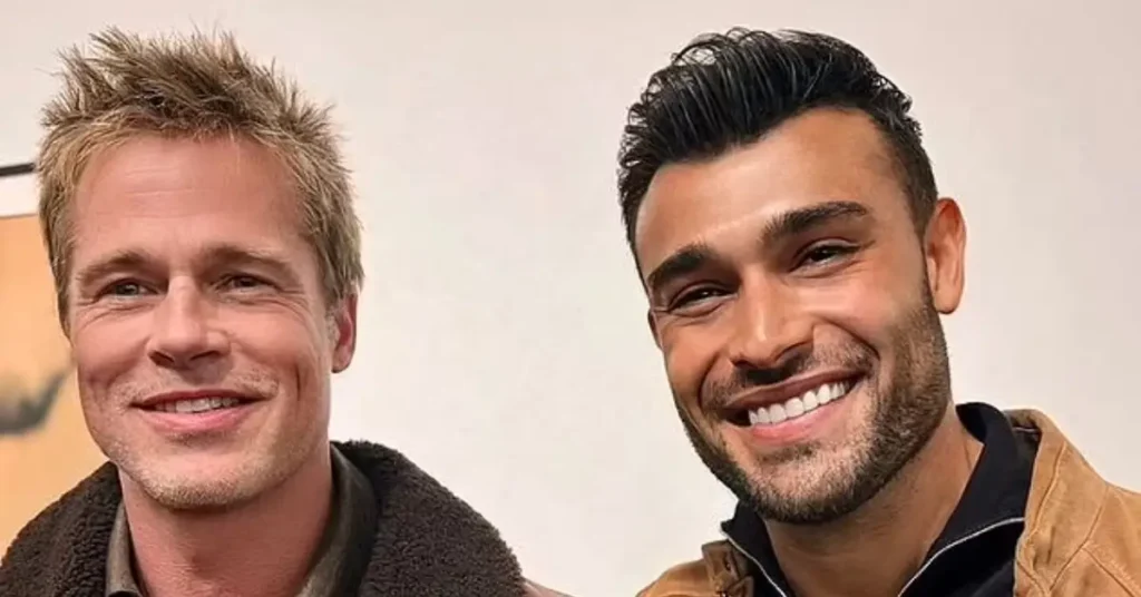 Brad Pitt was all smiles during a photo with Britney Spears' ex-husband Sam Asghari