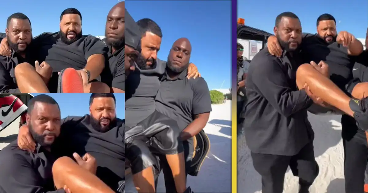 DJ Khaled faces backlash for being carried by bodyguards to avoid dirtying his shoes