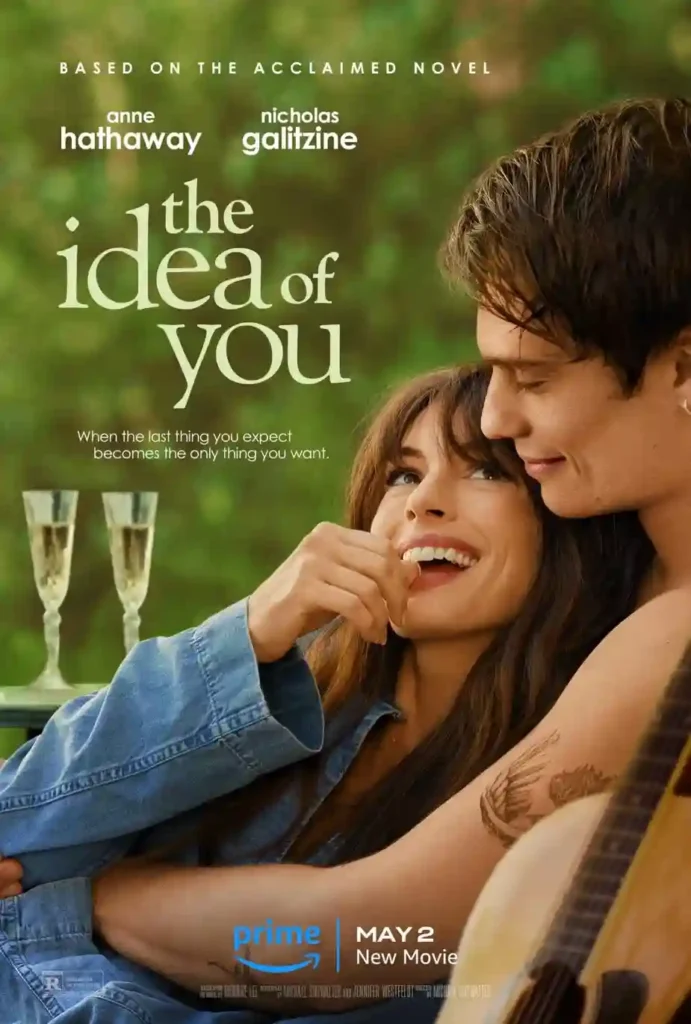 Anne Hathaway (left) and Nicholas Galitzine (right) in “The Idea of You” poster
