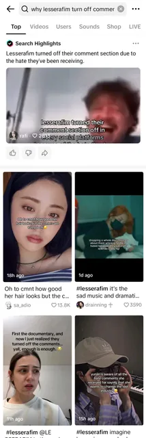 Screenshot of popular TikTok search question