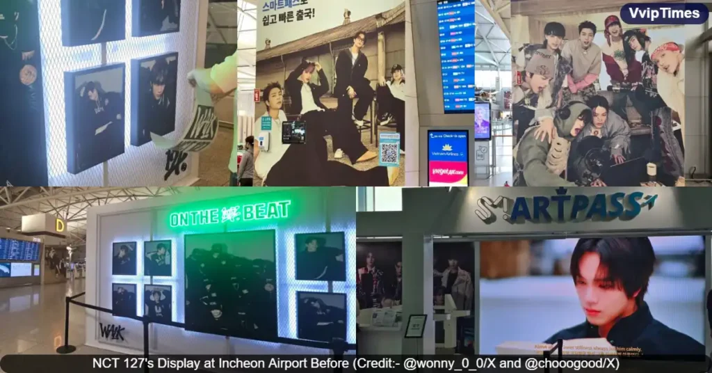 NCT 127's Display at Incheon Airport Before (Credit:- @wonny_0_0/X and @chooogood/X)