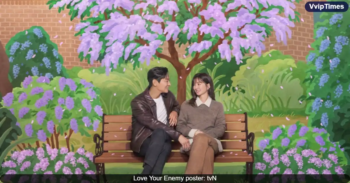 Love Your Enemy Poster: Ju Ji Hoon and Jung Yu Mi Share a Romantic Moment Under Lilacs