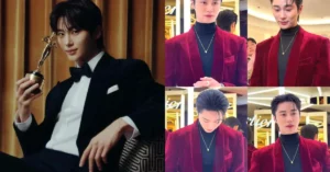 Byeon Woo Seok Stuns Fans in Bold Red Velvet Suit at Cartier Event