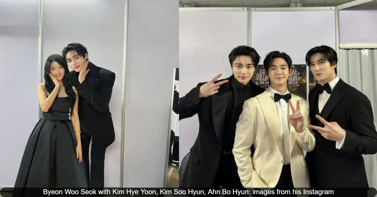 Byeon Woo Seok Shares Photos with Kim Hye Yoon, Kim Soo Hyun, and Ahn Bo Hyun from Asia Artist Awards