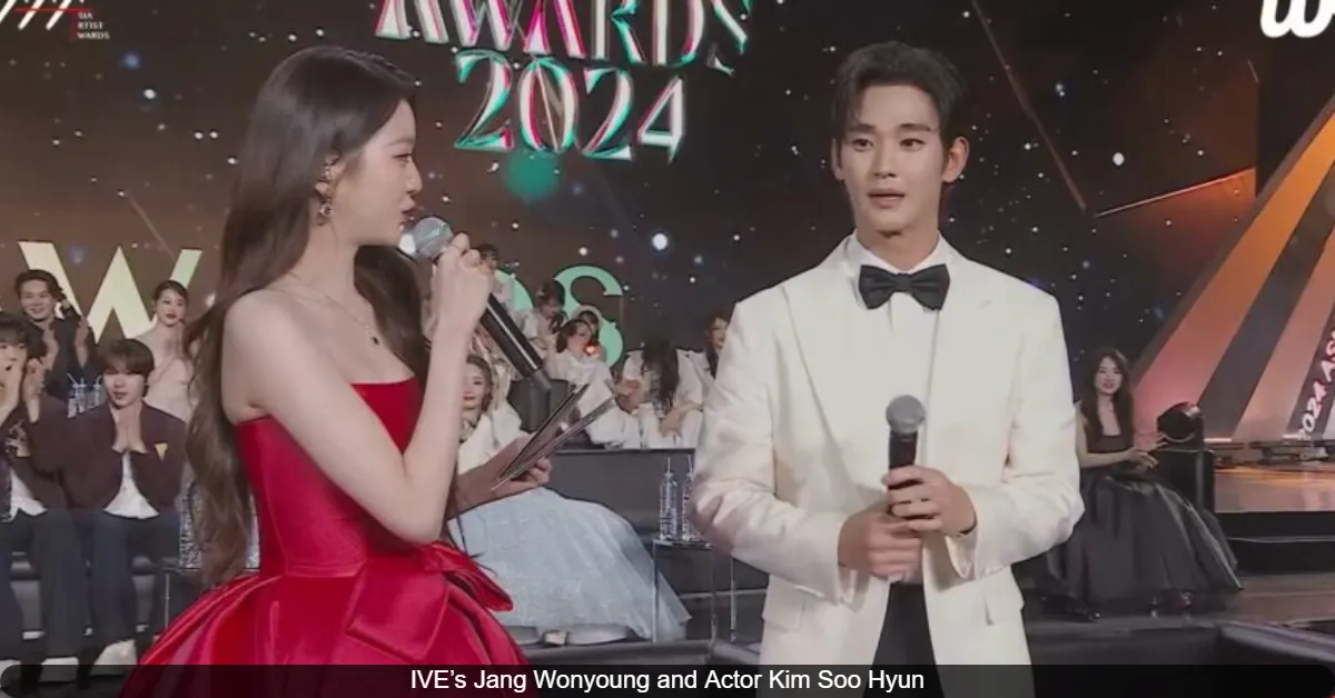 Actor Kim Soo Hyun's Funny Moment with IVE’s Jang Wonyoung at the “2024 AAAs”