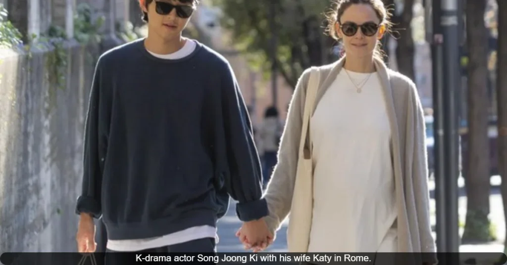 K-drama actor Song Joong Ki with his wife Katy in Rome.
