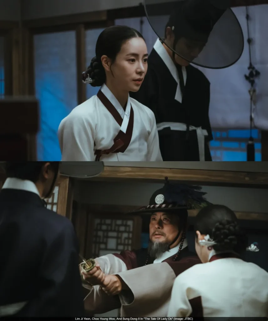 Lim Ji Yeon, Choo Young Woo, And Sung Dong Il In "The Tale Of Lady Ok" (Image: JTBC)