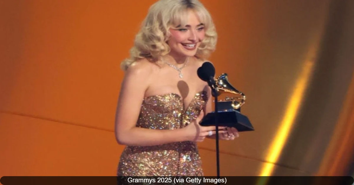 Grammys 2025: Sabrina Carpenter Amuses Audience by Sneaking a Sip from Her Sparkling Flask Matching Her Outfit During the Awards Show