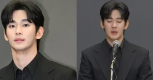 Kim Soo Hyun breaks down in tears at a press conference addressing his past relationship with Kim Sae Ron, denying rumors and expressing regret over the scandal