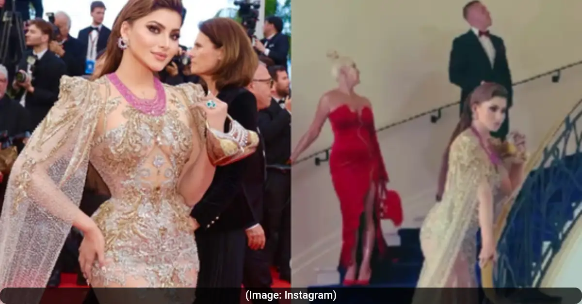 Urvashi Rautela Faces Backlash for Blocking Hotel Stairway at Cannes 2025; Netizens Call It “Secondhand Embarrassment”
