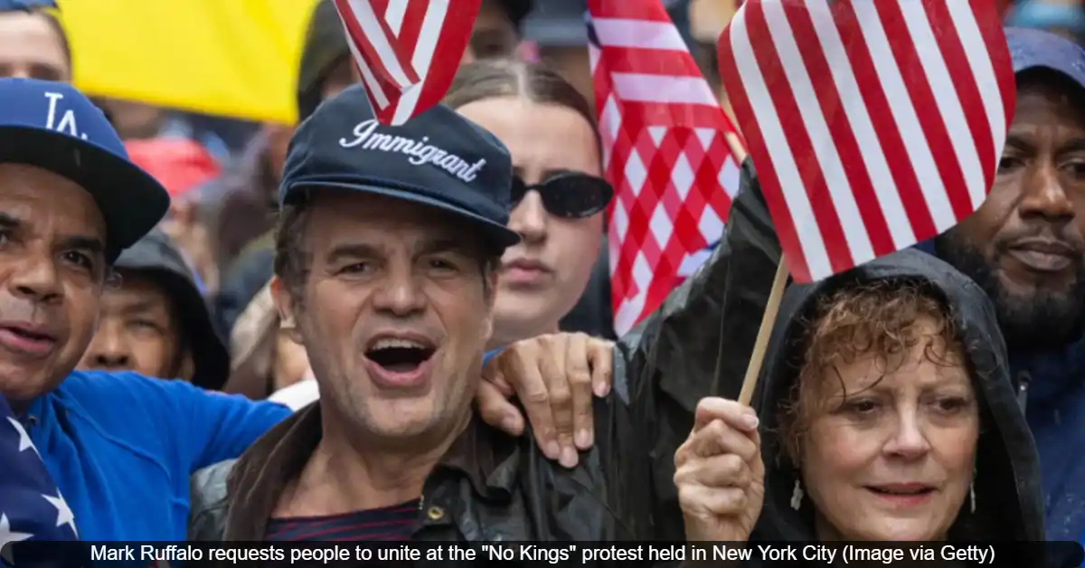 Mark Ruffalo Leads No Kings Protest in New York City, Inspires Crowd with “Together, We’re the Avengers Now” Call for Bravery and Unity Against Oppression