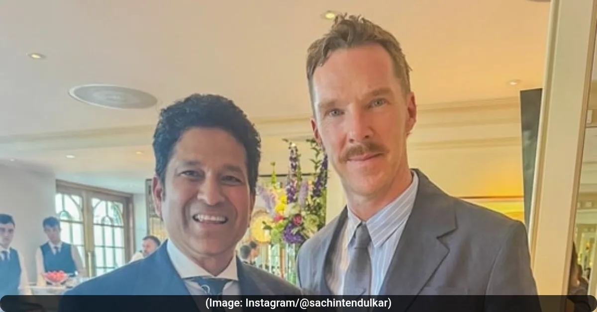 Cricket Legend Sachin Tendulkar Meets Actor Benedict Cumberbatch at Wimbledon 2025