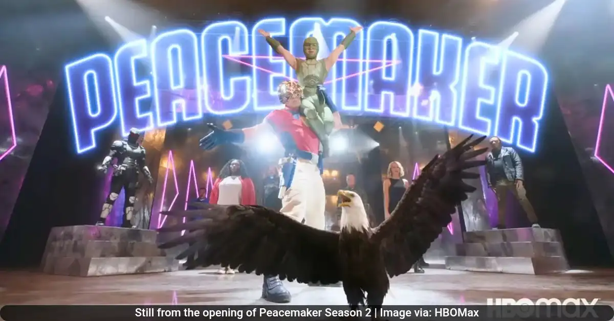 Still from the opening of Peacemaker Season 2
