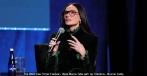 The 2025 New Yorker Festival Demi Moore Talks with Jia Tolentino Source Getty Demi Moore Says Tom Cruise Felt Awkward About Her Pregnancy on Film Set