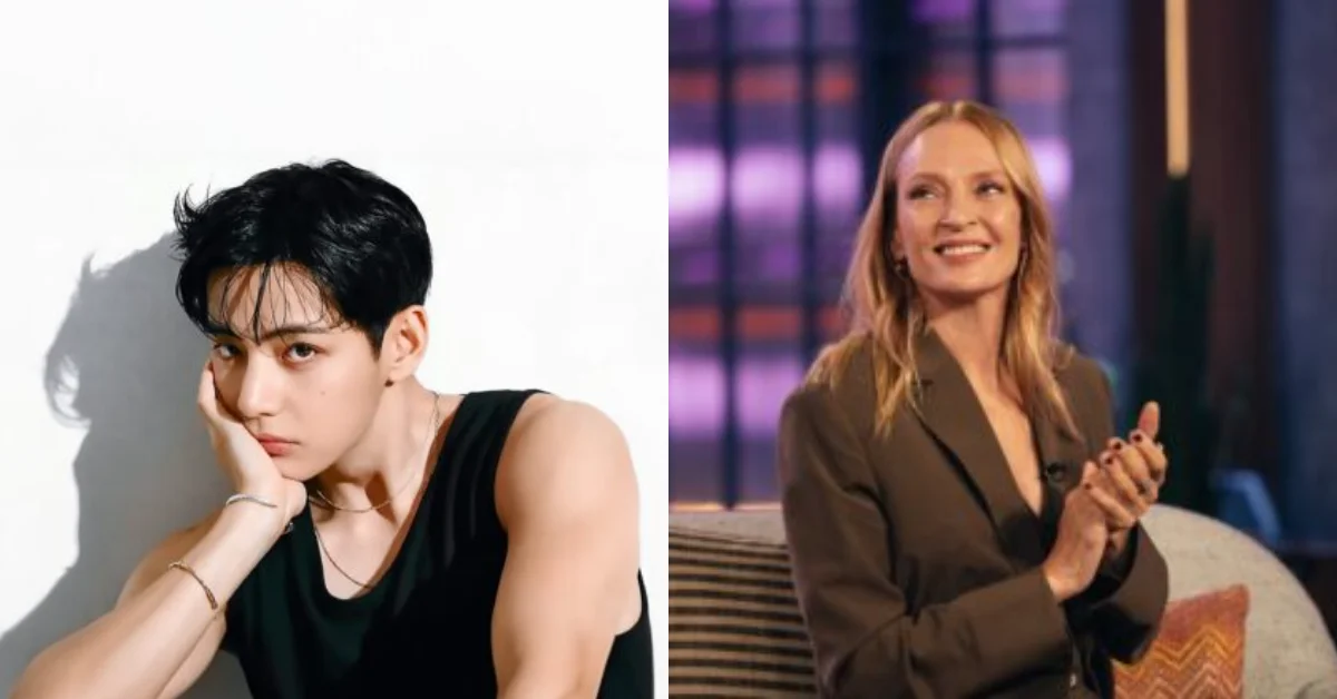 BTS V Wins Global Praise for Gentlemanly Moment with Uma Thurman at Paris Fashion Week