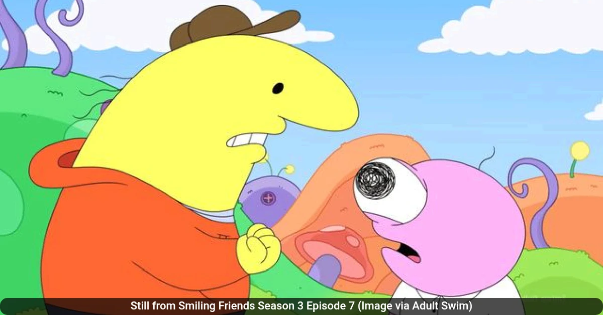 Still from Smiling Friends Season 3 Episode 7 Image via Adult Swim 68kb Still from Smiling Friends Season 3 Episode 7 (Image via Adult Swim)