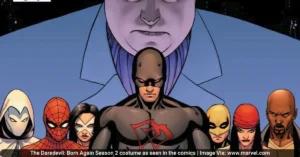 The Daredevil: Born Again Season 2 costume as seen in the comics