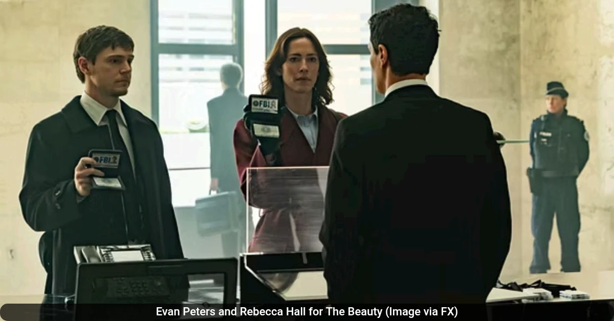 Evan Peters and Rebecca Hall for The Beauty Image via FX 61kb Evan Peters and Rebecca Hall for The Beauty (Image via FX)