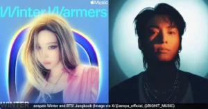 Fans Criticize SM Entertainment Over aespa Winter Playlist Post Amid Dating Rumors With BTSโs Jungkook aespa's Winter and BTS' Jungkook (Image via X/@aespa_official, @BIGHIT_MUSIC)