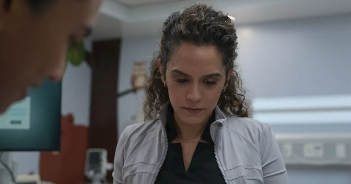 A still from The Pitt Image via Hotstar 54kb Sepideh Moafi as Dr. Baran Al-Hashimi in A still from The Pitt (Image via Hotstar)