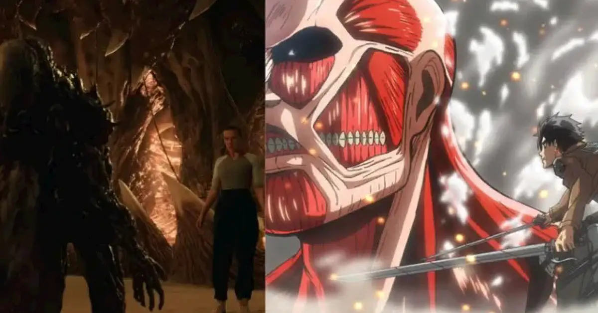 Stills from Stranger Things Season 5 and Attack on Titan (Image Via: Netflix and X/@AttackOnTitanEN)