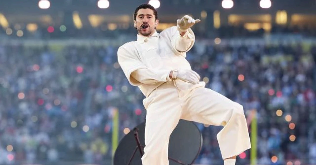 Bad Bunny's performance ranked as top halftime performance (image via Getty)