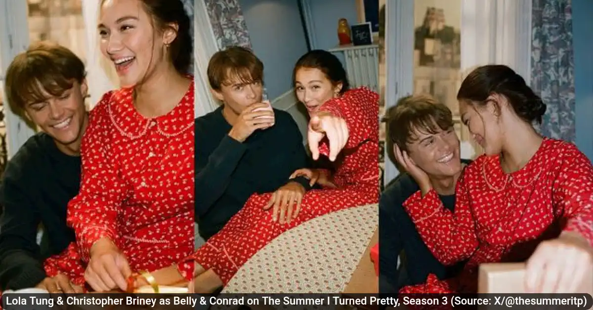 Lola Tung & Christopher Briney as Belly & Conrad on The Summer I Turned Pretty, Season 3 (Source: X/@thesummeritp)