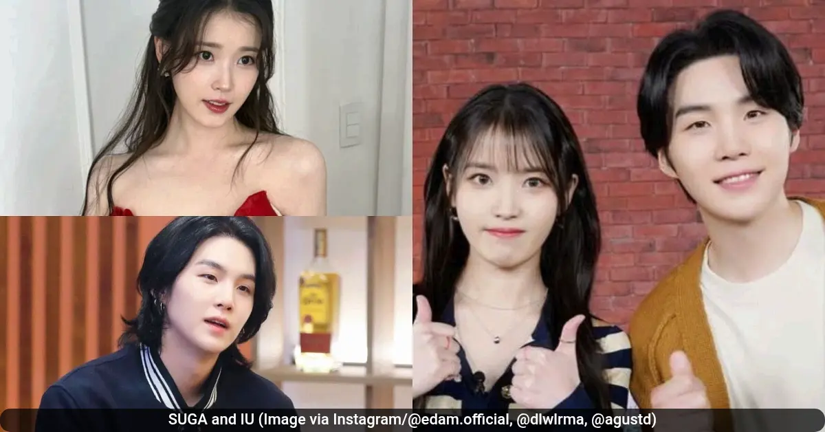 SUGA and IU (Image via Instagram/@edam.official, @dlwlrma, @agustd)