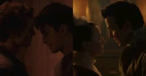 Still from Heated Rivalry and Bridgerton Season 4 Image via HBO Max and Netflix 50kb The Great Intimacy Showdown: How Bridgerton Season 4’s Bathtub Moment and Heated Rivalry’s Cottage Scene Redefined Steamy Television