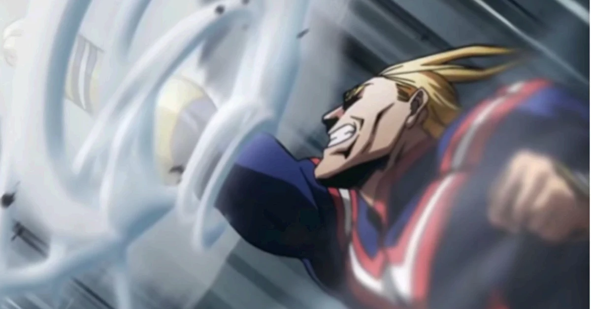All Might blows away all the bombers - Source: Studio Bones Film