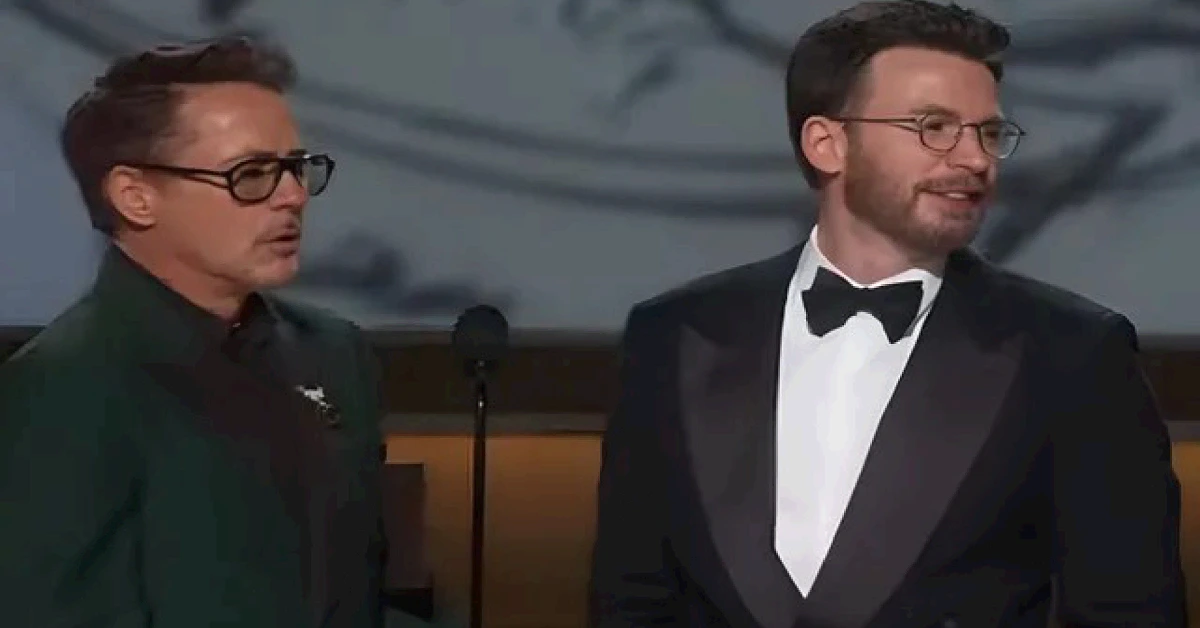 Robert Downey Jr. and Chris Evans swap hilarious gifts, including a ‘Magic Mike’ thong ( Image via Youtube / ABC 7 )