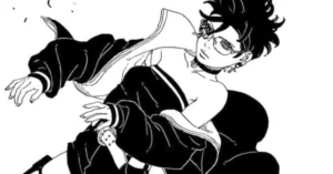 Still from the manga Source Shueisha 52kb Boruto: Two Blue Vortex Chapter 32 Recap – Sarada Uchiha Collapses After Using Mangekyou Sharingan Against 1000 Mamushi Clones