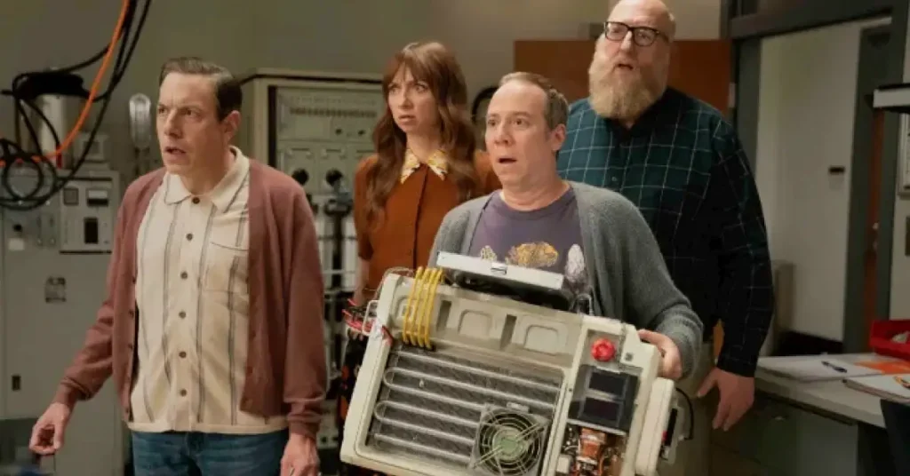 John Ross Bowie (left), Lauren Lapkus, Kevin Sussman and Brian Posehn in Stuart Fails to Save the Universe. HBO Max