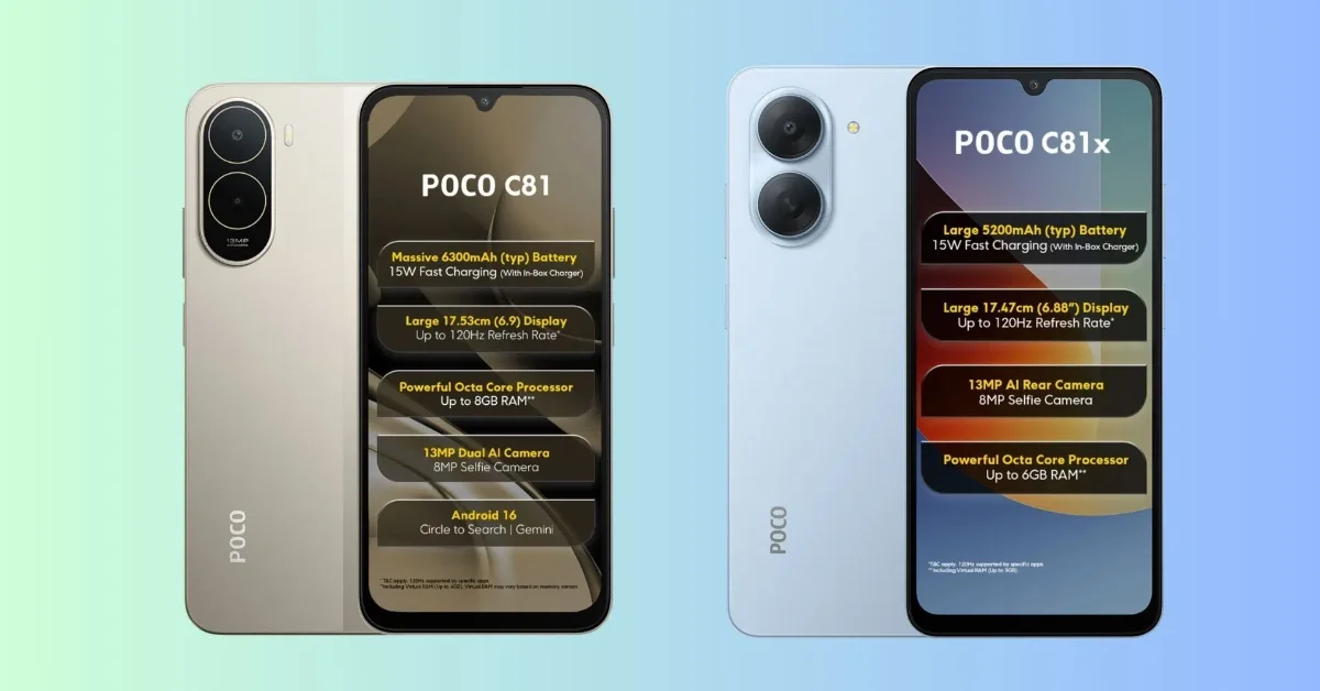 Poco C81 Series Launched in India: Price, Specs, 6300mAh Battery, and Sale Date on Flipkart