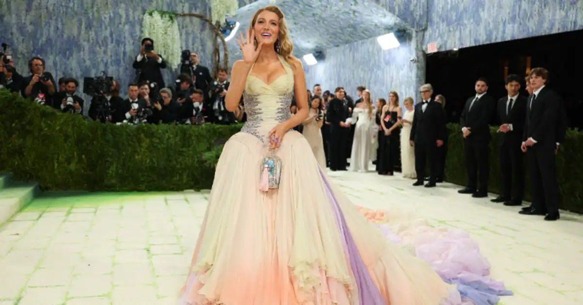 Blake Lively poses for the cameras outside the 2026 Met Gala at the Metropolitan Museum of Art, in New York, on May 4, 2026.