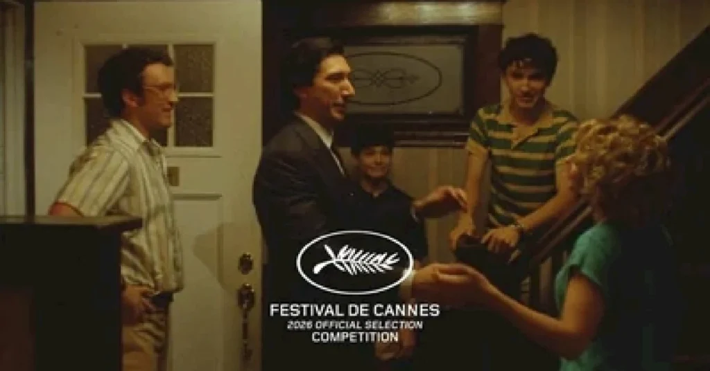 Miles Teller, Adam Driver and Scarlett Johansson in a still from Paper Tiger. (Instagram/@neonrated)