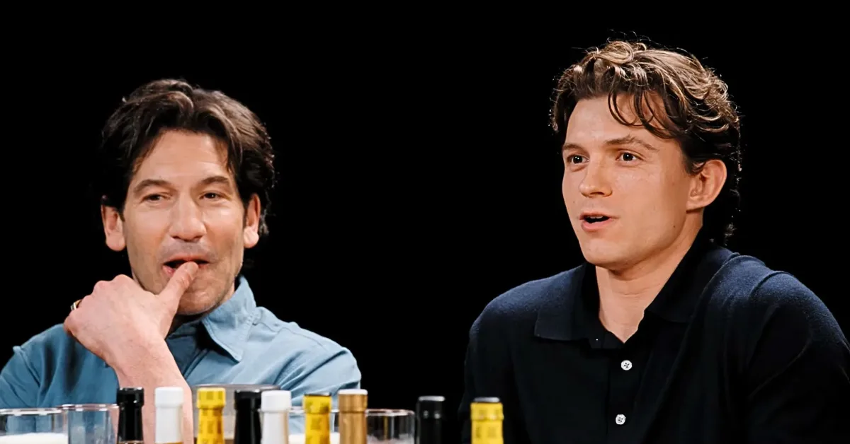 Tom Holland and Jon Bernthal on Hot Ones (Image via YouTube/First We Feast)
