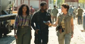 Onscreen husband and wife Enuka Okuma and Sterling K. Brown encounter another survivor in season two of Paradise 47kb ‘Paradise’ Executive Producer Breaks Down Sinatra’s Season 2 Sacrifice and Why Her Story Had to End Inside the Bunker