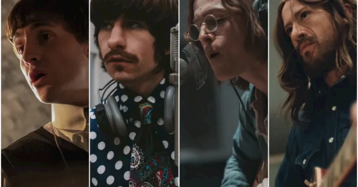 Paul Mescal Joseph Quinn Barry Keoghan and Harris Dickinson in Beatles Biopic Sony 64kb Paul Mescal And Barry Keoghan Film Beatles Biopic At Abbey Road Crossing