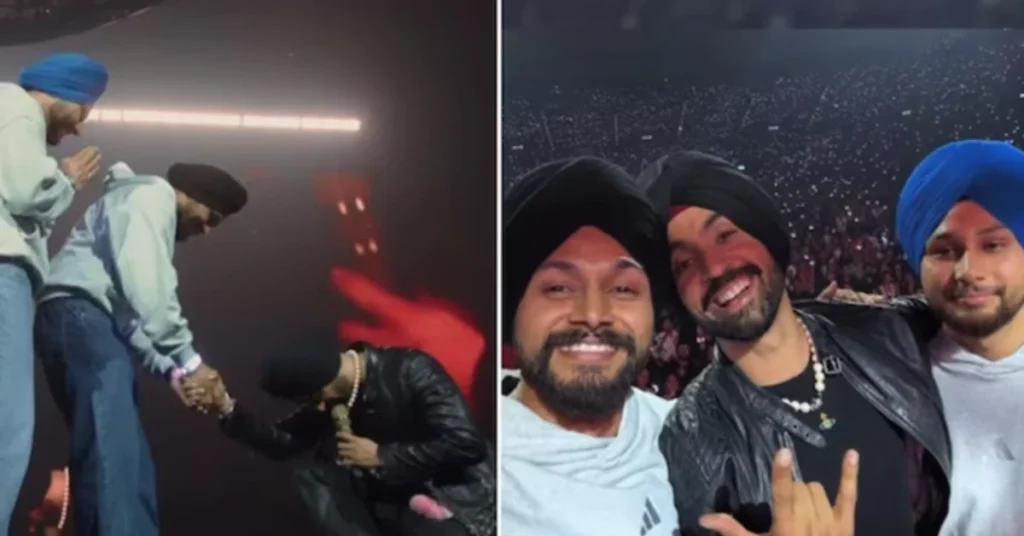 Diljit Dosanjh honoures construction workers at Birmingham show. (Credit: Instagram/DiljitDosanjh)