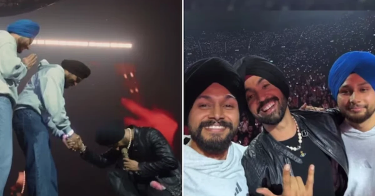 Diljit Dosanjh honoures construction workers at Birmingham show. Credit Instagram DiljitDosanjh Diljit Dosanjh Bows in Respect, Honors Construction Workers at Birmingham Show